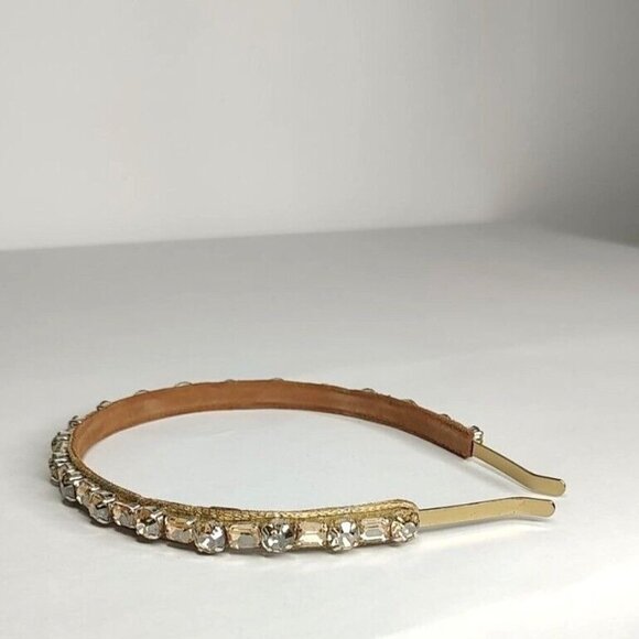 Anthropologie Deepa Gurnani Headband Crystals Gold Metal Party - Picture 7 of 9